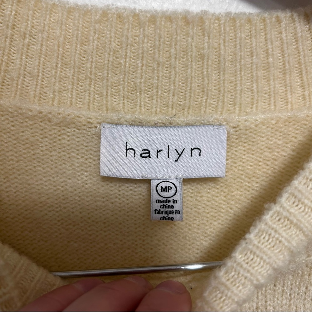 Anthro Harlyn Floral Embroidered Wool Blend Crewneck Sweater Women's Cream - Picture 6 of 9